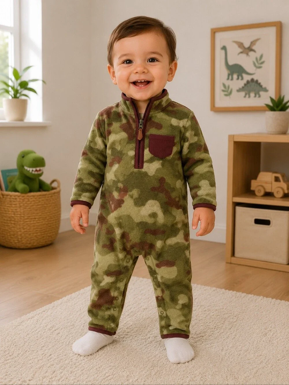 18m Carter's Fleece camo Romper